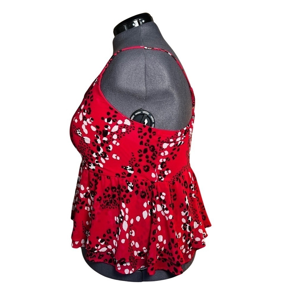 Torrid Pink with Black/White Cheetah Detail Peplum Chiffon Midi Cami (Size 2) - Picture 4 of 5